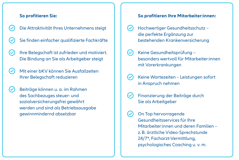 Vorteile der bKV für Arbeitgeber und Arbeitnehmer